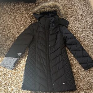 Women’s Kenneth Cole Reaction Quilted Black Puffer with Faux Fur Trim